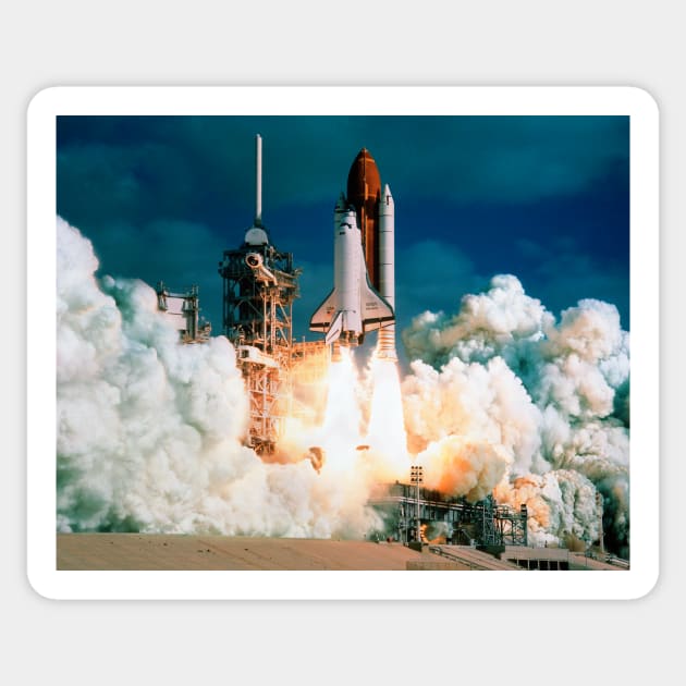 Space Shuttle launch (S520/0259) Sticker by SciencePhoto